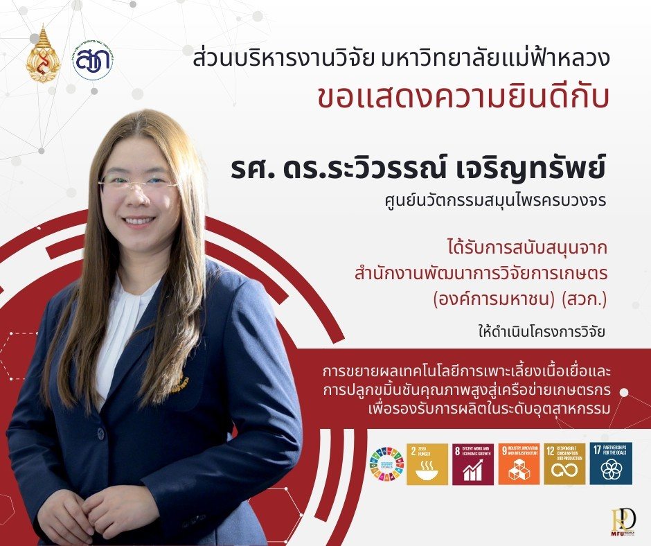 มฟล. รับทุนวิจัยการเกษตร สวก. ปีงบประมาณ 2569 เดินหน้าขยายผลเทคโนโลยีเพาะเลี้ยงเนื้อเยื่อและการปลูกขมิ้นชันคุณภาพสูงสู่ระดับอุตสาหกรรม