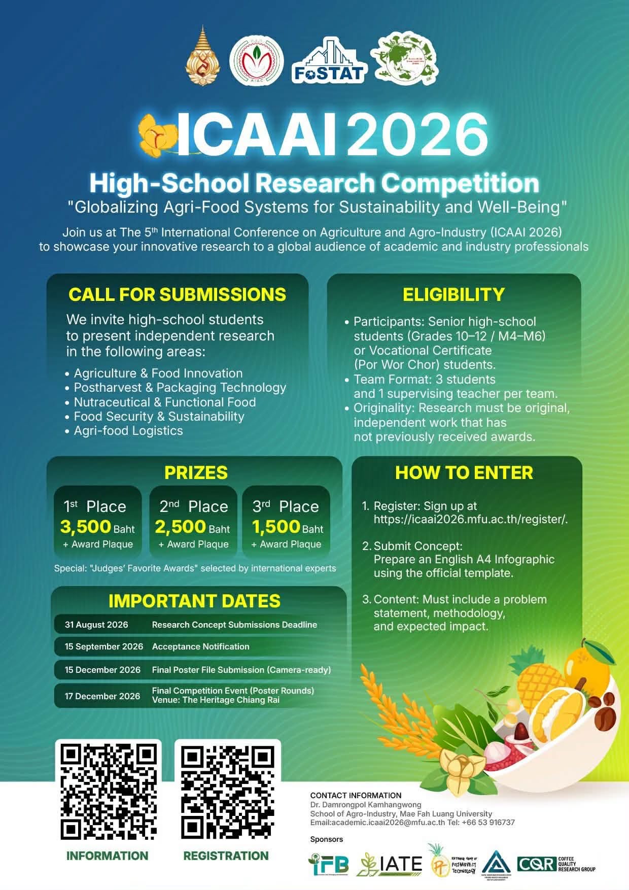 ขอเชิญชวนร่วมประกวดโครงงานวิจัยระดับนานาชาติในงาน ICAAI 2026