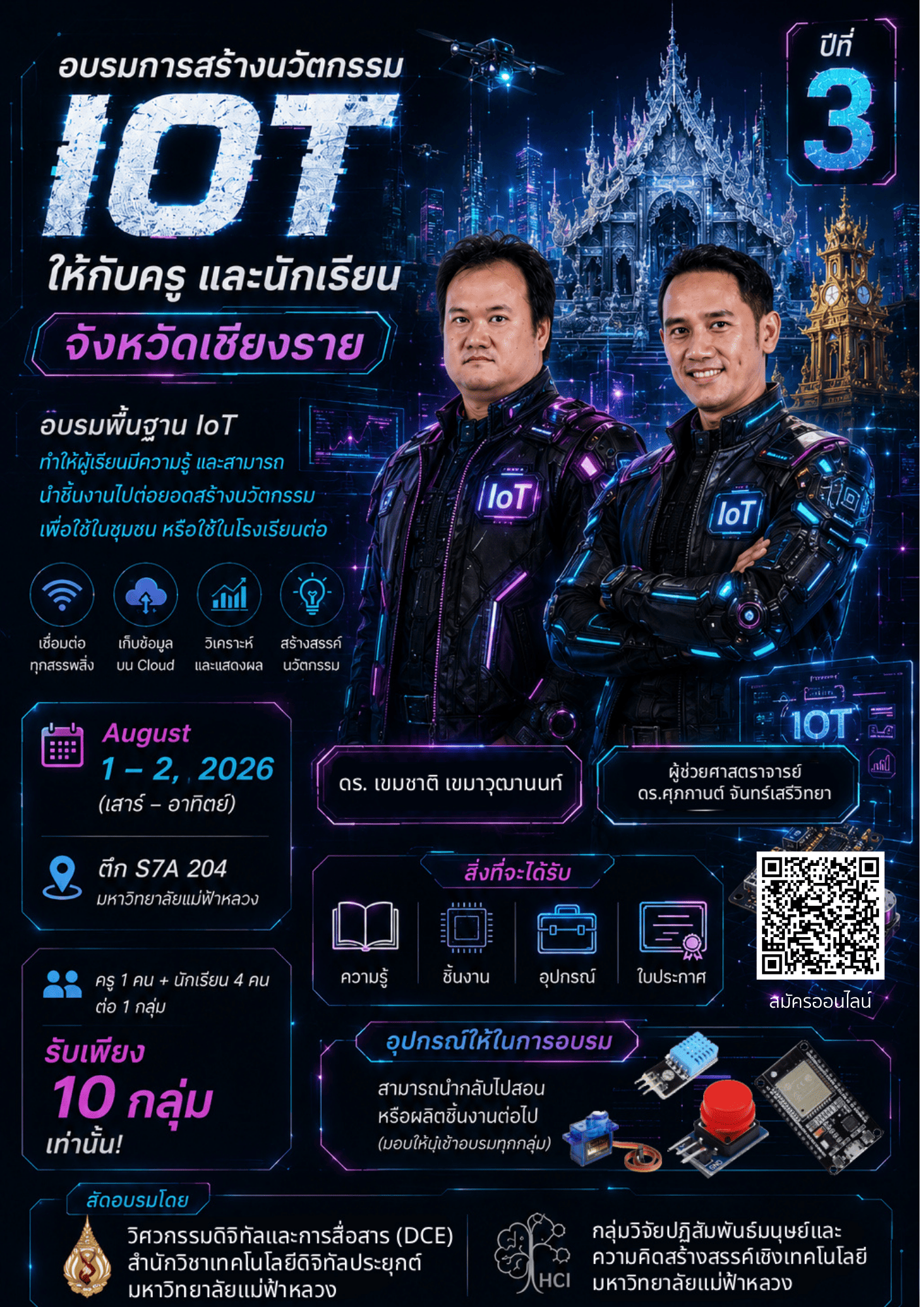 1 สิงหาคม มฟล. เปิดรับสมัครครูและนักเรียนเข้าร่วมโครงการอบรมสร้างนวัตกรรม IoT ปีที่ 3 ขับเคลื่อน Smart Farm สู่ชุมชน